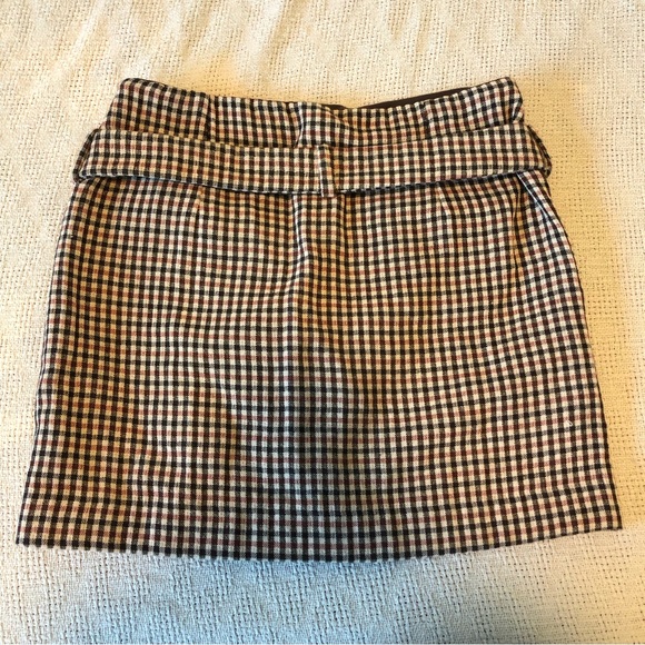 (185) Brown Mini Skirt with Belt - Picture 3 of 8